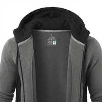 Sweat à capuche zippé en molleton de coton pour homme, veste de sport grise à empiècements contrastants, fabricant OEM de sweats décontractés en gros