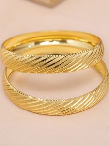 Gold Plated Elegant Women's Classic Wedding <b>Bangles</b> GDTC Certified Jewelry <b>Bangle</b> <b>Bracelets</b> - Product Image 2