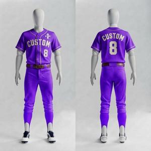 Uniforme de Béisbol Premium para Hombre, Cierre de Botones, Manga Corta, Logotipo Blanco, Material de Alta Calidad, Corte Regular, Cuello Redondo - Product Image 2