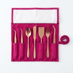 Rose <b>Gold</b> Professional Chef Plating Tools 7-Piece Stainless Steel <b>Utensil</b> Set with Pink Roll Case Hand Wash Only - Product Image 3