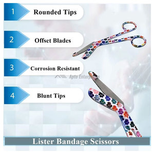 Ciseaux à sutures 4,5 pouces, lot de 2, en acier inoxydable, ciseaux médicaux manuels certifiés CE, ciseaux à bandages pour auto-soins 5,5 pouces - Product Image 5