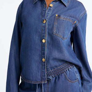 Ensemble de costumes en jean pour femmes, prix de gros, ensemble 2 pièces uni, respirant, séchage rapide, décontracté, été, haute qualité, nouvelle arrivée - Product Image 3