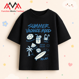 T-shirt unisexe à manches courtes imprimé graphique, en coton et élasthanne teint uni, respirant, décontracté, pour la plage, noir - Product Image 3