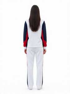 Ensemble de survêtement pour femme, blanc, à blocs de couleur, demi-zip, manches longues, longueur intégrale, style sportif - Product Image 6