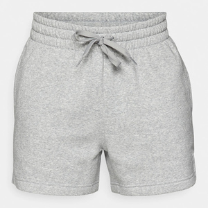 Wholesale Custom Women's Gray Color Gym Wear Shorts High Waist <b>Drawstring</b> 100% Cotton Sports Fitness Sweat Shorts - Product Image 1