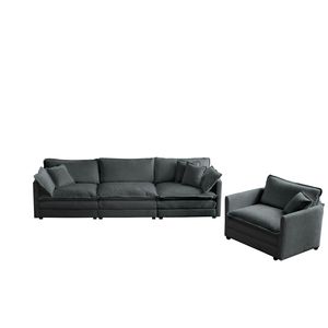 Set di Divani Componibili Moderni a 2 Pezzi Imbottiti per Soggiorno e Appartamento con Seduta Profonda - Product Image 5