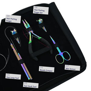 Kit d'outils ultime pour extensions de cheveux arc-en-ciel avec pince à extensions, pince à micro-anneaux pour sertissage et retrait, applicateur à crochet et boucle - Product Image 4