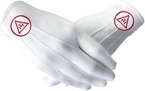 Guantes Masónicos Royal Arch para Hombre, Guantes de Ceremonia de Algodón Blanco con Símbolo Bordado, Regalia Masónica - Product Image 2