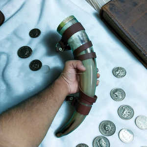 Handcarved Viking Ox Horn Authentic Blowing Horn with Leather Strap for Display and Use At Low Price - Product Image 6