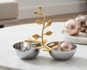 Luxuriöses Goldblatt-Dekoschalen-Set Poliertes Metall Handgefertigtes Herzstück für Hochzeitsgeschenke Heim-Deko Eleganter Wohnakzent - Product Image 4