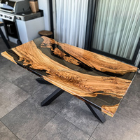 Table à manger rectangulaire de luxe en résine époxy, faite à la main en bois massif, amovible, pour mobilier de maison moderne, Diwali