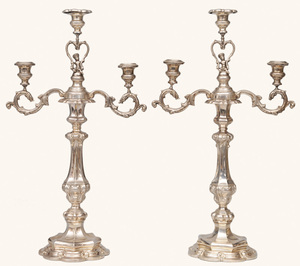 Aluminum Silver & Copper Plated Tall <b>Candelabra</b> with 5 Candle Arms Wedding Floor Decoration Centerpiece Handmade Candleholder - Product Image 2