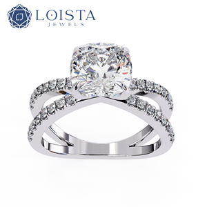 Bague de fiançailles en diamant de laboratoire taille coussin allongée, certifiée IGI, en or massif, pour anniversaire et mariage de luxe - Product Image 1