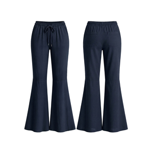 Pantalones Acampanados para Mujer, Cintura Elástica, Tejido Suave, 100% Algodón, Pantalón Casual, Fabricante de Ropa OEM ODM, Proveedor al por Mayor de Marca Privada - Product Image 5