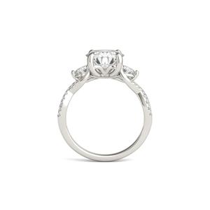 Anillo de Compromiso de Tres Piedras de Diamante Cultivado en Laboratorio con Certificado IGI, Oro de 14K, Banda Pavé con Diseño de Espiral, Regalo de Boda, Joyería Fina - Product Image 2