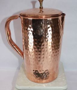 Ensemble de carafes en cuivre pour dîners romantiques aux chandelles, service d'eau, ensemble en métal avec verres, durable, réutilisable, pour la cuisine. - Product Image 1
