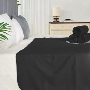 Plaid rectangulaire en microfibre noire unie, anti-boulochage, pour usage domestique, style simple, toutes saisons, tissé, lavable en machine - Product Image 4