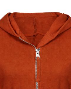 Sudadera con capucha corta para mujer, color naranja óxido, con cremallera, corte ajustado, manga larga, de algodón y forro polar, estilo urbano, con logotipo personalizado, fabricante ODM - Product Image 5