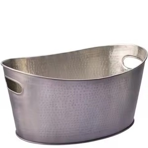 Hielera de Metal de Diseño Contemporáneo, Enfriador de Bebidas de Acero Inoxidable, Cubeta para Fiestas, Enfriador de Vino y Cerveza para Mesa - Product Image 1