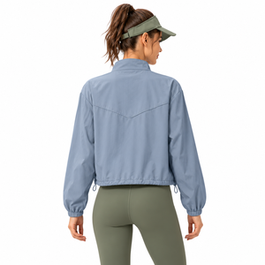 Custom Logo <b>Women's</b> <b>Windbreaker</b> Stand Collar Full Zip Side Pockets Lightweight Water Street Style OEM Wholesale - Product Image 2