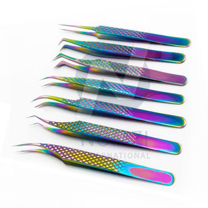 Pince à épiler professionnelle en acier inoxydable doré à pointe incurvée pour extensions de cils volume haute précision, outils de maquillage - Product Image 5