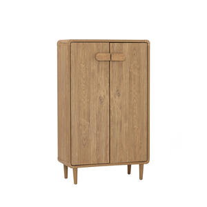 Armoire de rangement moderne en teck massif avec finition naturelle, 4 étagères pour chambre à coucher et salon - Product Image 6