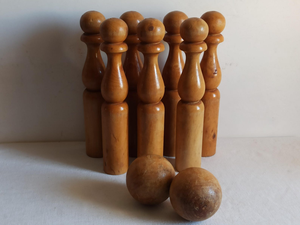 Handmade Polished Round Wooden <b>Bowling</b> Pins Natural Wood Indoor Outdoor Family Party Game - Product Image 3