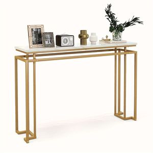 Elegant Metal <b>Console</b> <b>Table</b> With <b>Glass</b> Top Modern Entryway Furniture For Luxury Living Room Decor - Product Image 6
