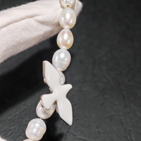 Bijoux fins élégant 925 en argent Sterling 5A perle de riz d'eau douce émail colombe collier pour les femmes mariée mariage anniversaire fête