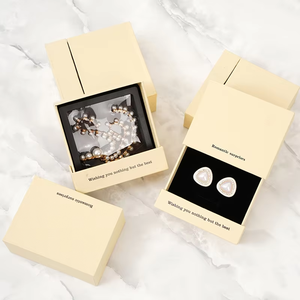 Customized Logo Fashion Cardboard Drawer <b>Bracelet</b> Jewelry Box <b>Drawstring</b> Closure Square Shape for Valentine's Day Gift Packaging - Product Image 2