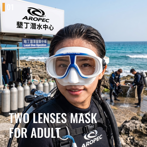 Máscara de Snorkel AROPEC de Doble Lente con Dos Ventanas, Cristal Templado de 4.0mm, Antivaho, Silicona, para Adultos, Deportes Acuáticos, Buceo - Product Image 2