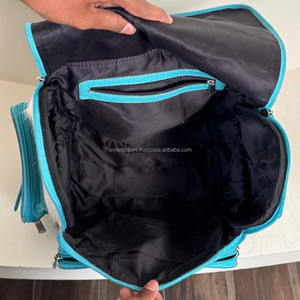 Cuir de fourrure de vachette usiné à la main sculpture élégant sac à dos sacs d'école couleur Turquoise unisexe beau sac de créateur sac multi-usage - Product Image 6