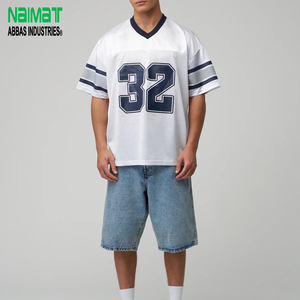 Maillot de football américain blanc personnalisé numéro 32, col en V, tissu en maille respirant, uniforme de sport décontracté pour hommes adultes - Product Image 1