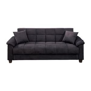 Divano Futon Contemporaneo 1 Pezzo per Soggiorno, Regolabile, in Microfibra Ebano con Contenitore Imbottito e Cuscini - Product Image 3