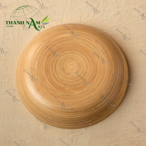 Handmade Natural Bamboo <b>Serving</b> Dish Lacquered <b>Round</b> <b>Tray</b> for Coffee Table, Custom Decorative Display for Dining Living Room - Product Image 3