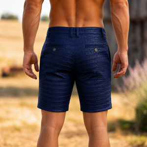 Shorts cargo en cuir façon croco pour homme, style motard, texture crocodile, streetwear gothique, tenue de festival - Product Image 5