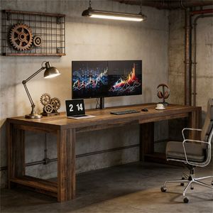 Scrivania Rettangolare da Studio, Doppia Scrivania per Ufficio, Tavolo da Cucina - Scrivania Multifunzione per Computer - Product Image 3