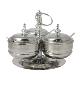 Stainless Steel <b>Spice</b> And Herb Bowl 3 Pieces With Stand Central Handle For Kitchen Herb And <b>Spice</b> Storage Bowl <b>Jar</b> - Product Image 1