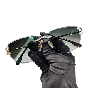Gafas de Sol de Moda Estilo Hip Hop Rapper, Lentes Verdes, Diseño Clásico, Corte VVS Moissanite, Cristal Antirreflectante, Pasa el Test de Diamantes - Product Image 1
