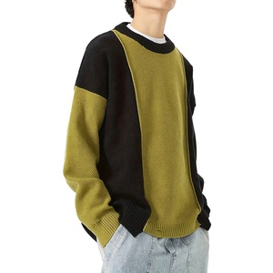 Pull en tricot à blocs de couleur pour homme, manches longues, col rond, anti-boulochage, polyester et coton, vêtements décontractés d'hiver - Product Image 2