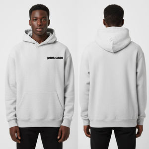 Sweat à capuche gris clair pour homme, personnalisable avec logo, en molleton, coupe oversize décontractée avec poche kangourou - Product Image 4
