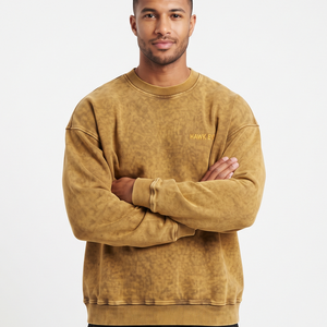 Sweat-shirt surdimensionné en coton délavé à l'acide avec logo personnalisé sur le devant pour homme, épaules tombantes, fourniture OEM ODM - Product Image 3