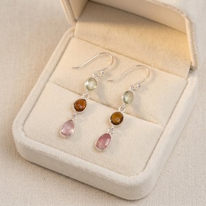 Multi Gemstone <b>Dangle</b> <b>Earrings</b> 925 Sterling <b>Silver</b> Tourmaline Citrine Peridot Faceted Drop Jewelry Dainty Gift For Women - Product Image 6