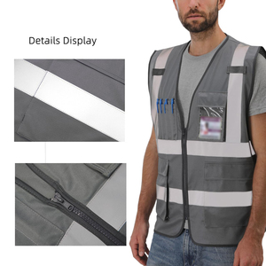 Wholesale Supply Heavy Duty Safety Vest Multi Pocket Reflective Gear <b>Construction</b> Professionals High Visibility Safety Apparel - Product Image 4