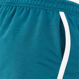 Women Mid <b>Waist</b> Running Shorts Solid Teal Color <b>Elastic</b> <b>Waist</b> Breathable Knitted Quick Dry Drawstring Closure Sporty Style - Product Image 6