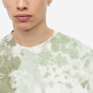 Camiseta de Manga Corta para Hombre, Talla Grande, Tie-Dye, Cuello Redondo, Informal, Verde y Blanca, de Algodón Jersey, Transpirable, de Primera Calidad - Product Image 2