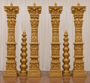 Mandap de mariage moderne de style Temple d'Or, en fibre de verre légère, pour mariage indien du Sud, décoration de mariage Telugu - Product Image 6