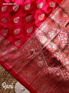 Excellent Quality Silk with Embossed design & Khatli-Cutdana Handwork Rich Pallu & Weaving Border Saree-Set Supplier from Surat - Product Image 4