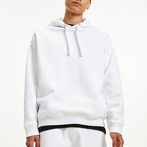 <b>Men's</b> White Hooded Sweatshirt Regular Fit 100% Cotton French Terry Casual <b>Pullover</b> with Pocket Autumn Wear - Product Image 3