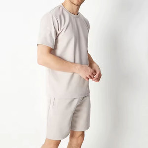 T-shirts à manches courtes et col rond bleu marine pour hommes Perfectionists, ensemble court, coupe régulière, décontracté, respirant, léger, 220g, 100% coton - Product Image 1